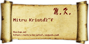 Mitru Kristóf névjegykártya